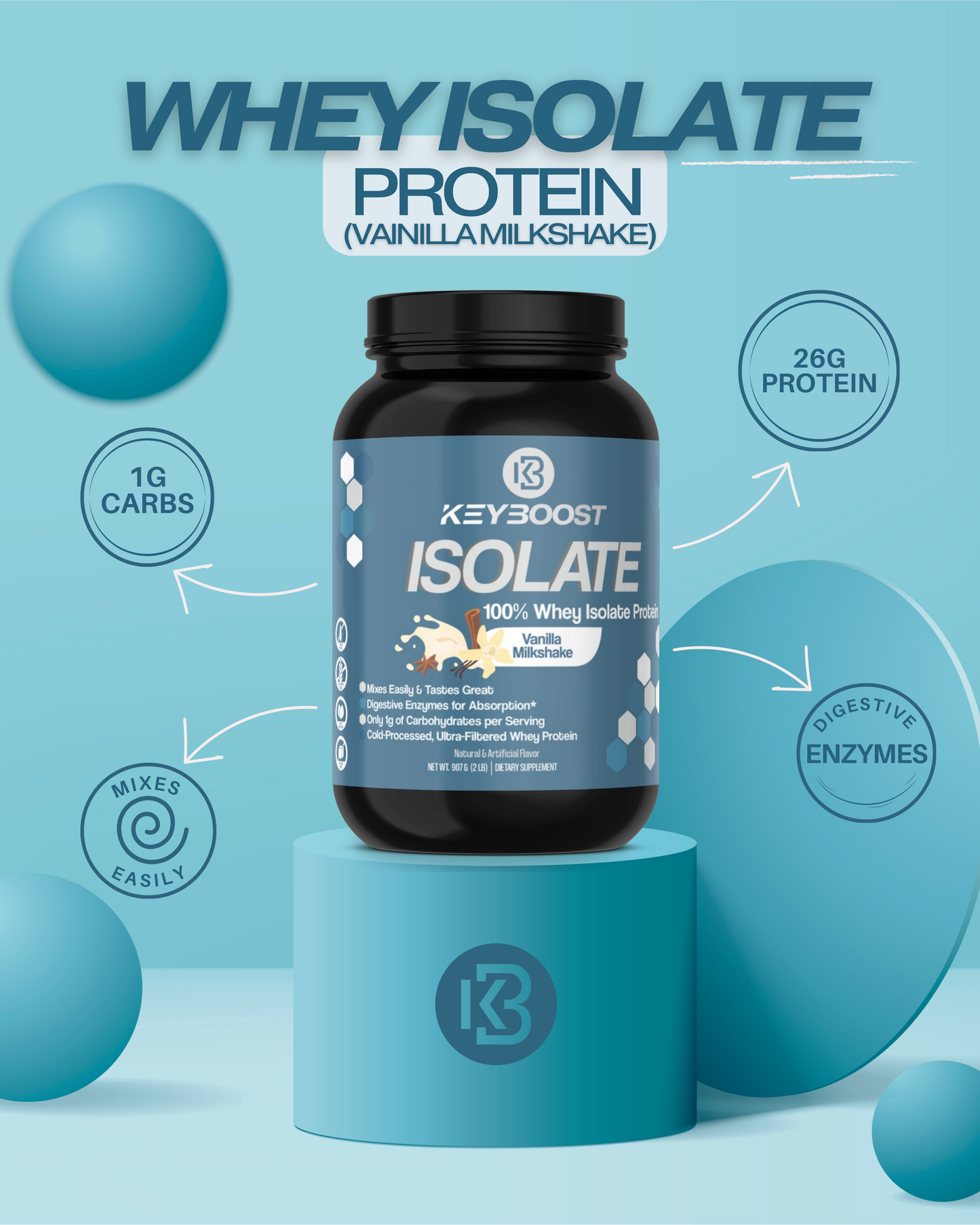 100% Whey Isolate Protein Vainilla Milkshake